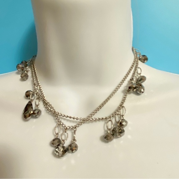 Silver Tone Hematite & Faceted Gass Beads Long Necklace - Picture 6 of 10